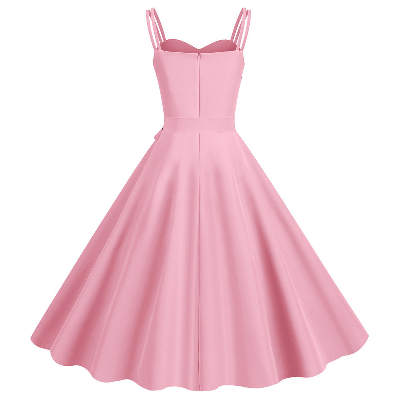 thumbnail image 5 of Vestido de fiesta sin mangas para mujer de los años 50: estampado floral, corte A, poliéster, cinturón extraíble, ropa de cóctel y fiesta, tallas S-XXL, contorno de pecho 88-104 cm, lavado a mano e, 5 of 5